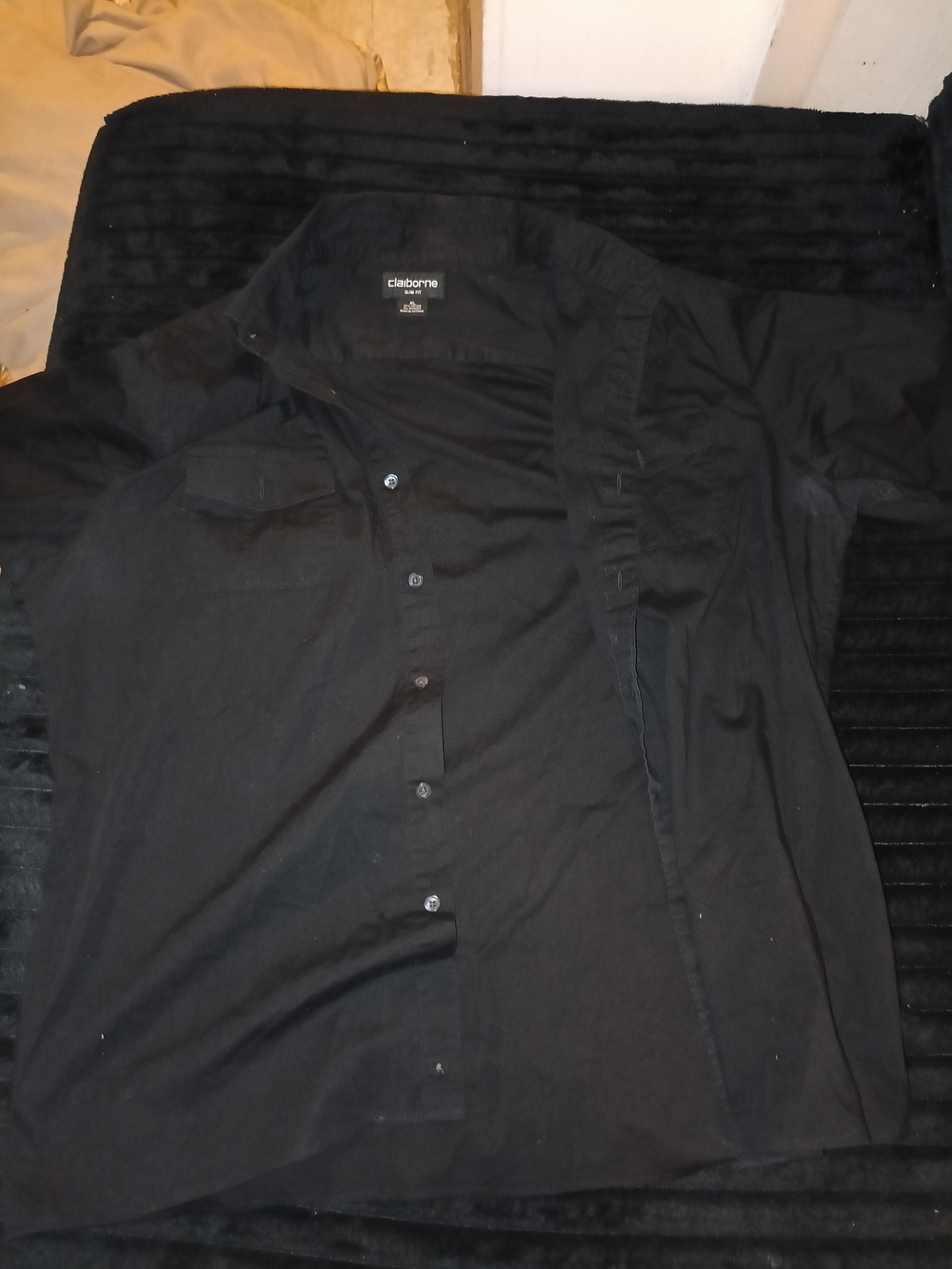 Claiborne Black Men's Long-Sleeve Button-Up Dress Shirt‎